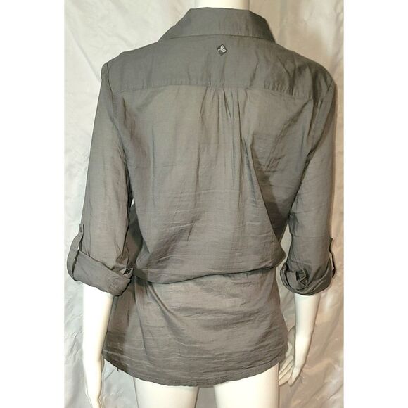 Prana Embroidered Drop Waist Drawstring 100% Cotton Roll Sleeve Tunic - Size M - Picture 5 of 13